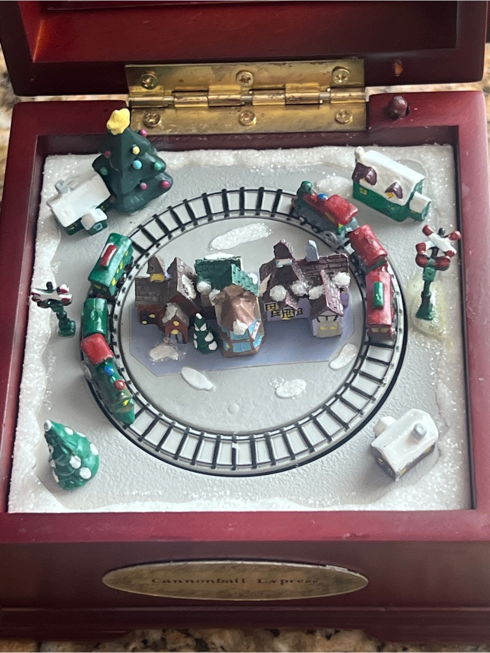 Vtg Mervyns Mr Christmas Cannonball Express mini music box